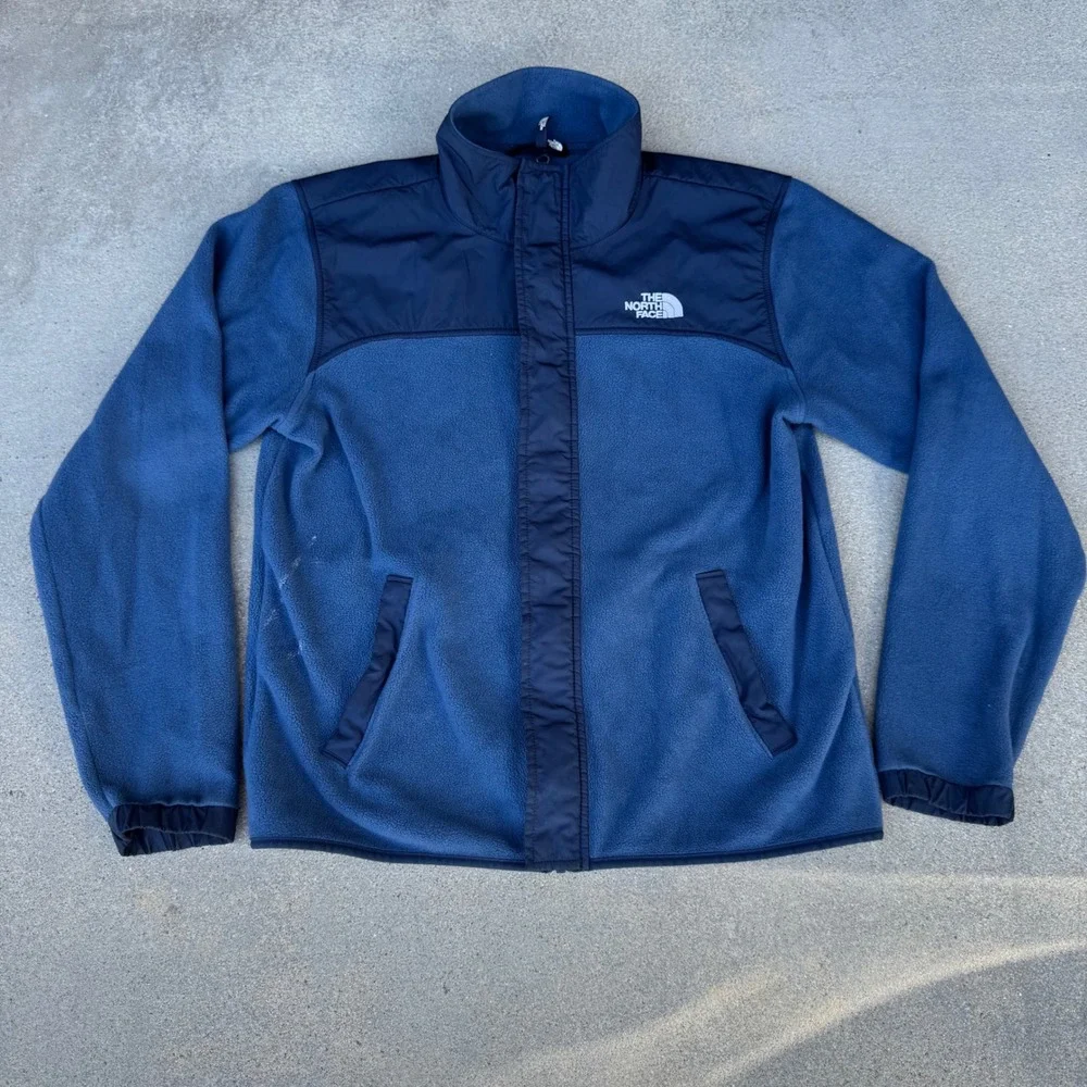 The North Face Mens Blue Circular Design Full Zip Fleece Jacket Small NF0A7UR6